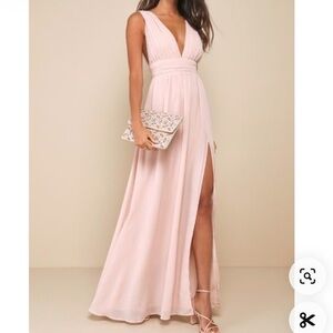 Lulus blush pink bridesmaid maxi dress / S